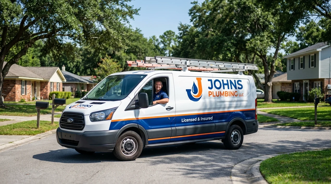 Johns Plumbing LLC service van in Lamar, AR