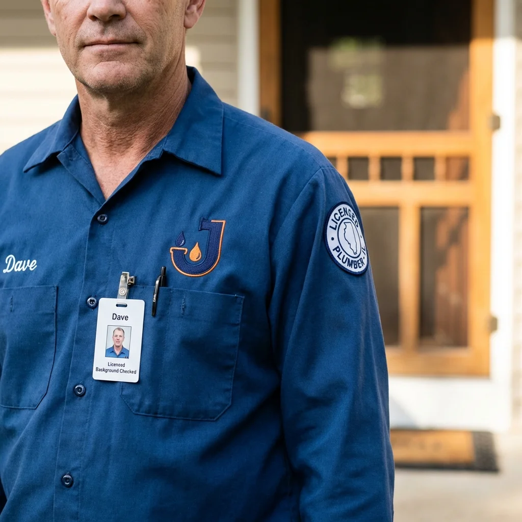 Licensed plumber showing ID badge in Lamar, AR